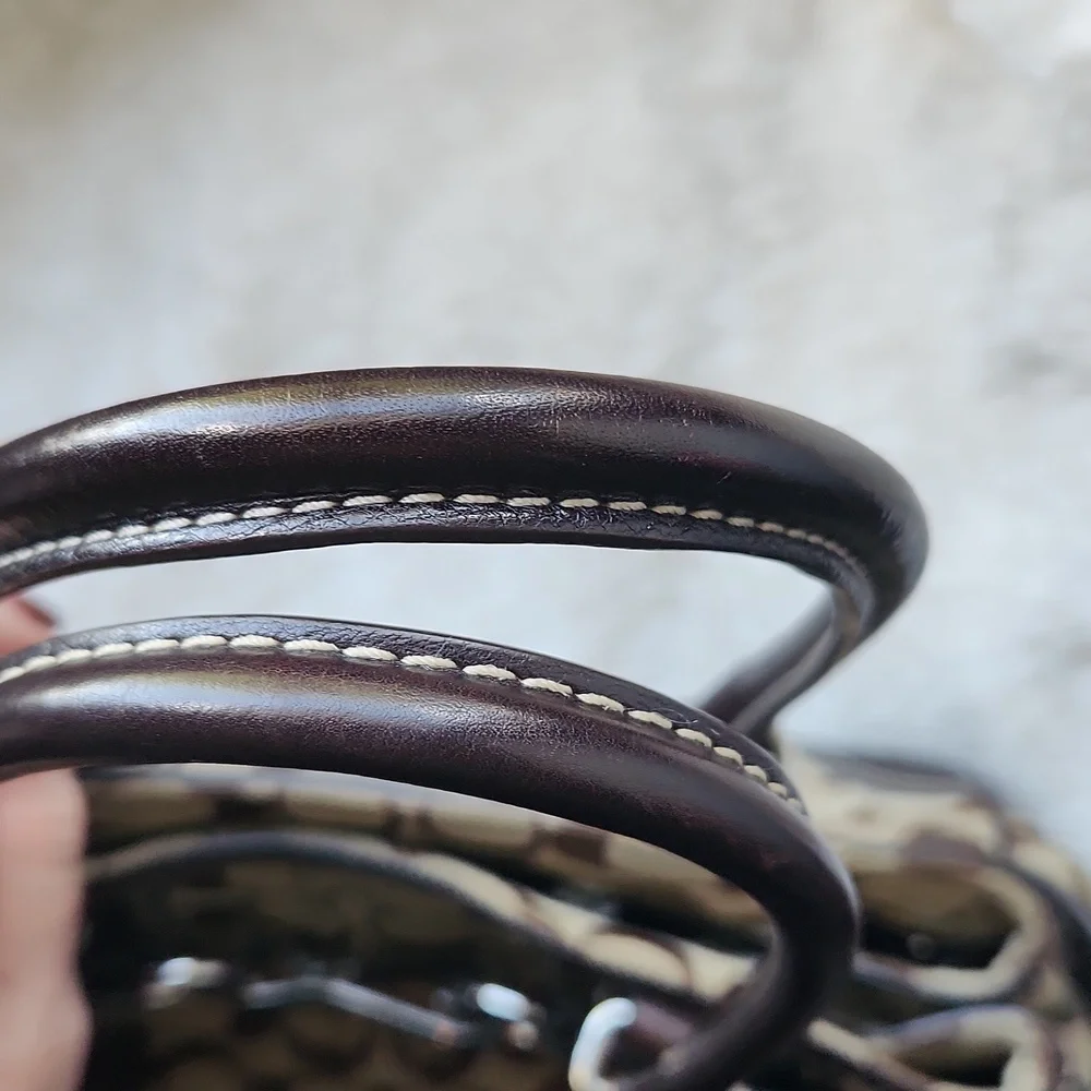 Coach Signature Hampton Canvas & Leather Shoulder Bag - Picture 3 of 16